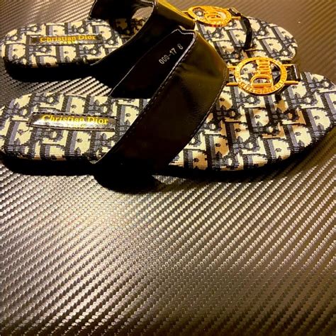 dior designer flip flops|christian Dior leather slides.